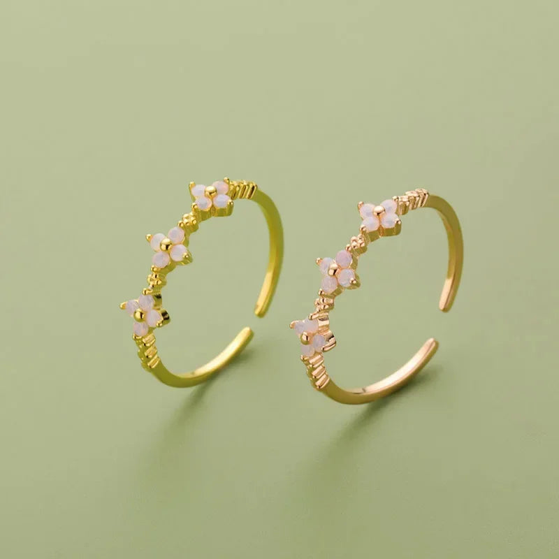 TrustDavis Women 925 Sterling Silver Ring Summer Flowers Dazzling CZ Cocktail Ring Sizable 6 7 8 Daugther Girls Xmas Gift DF038