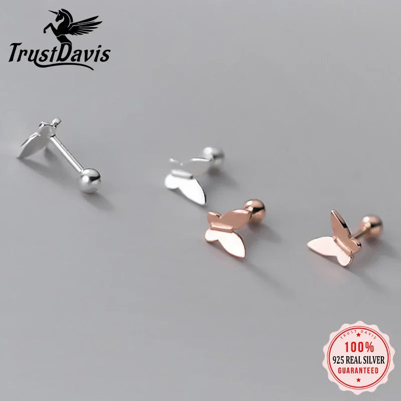 Butterfly Screw Stud Earrings DB317