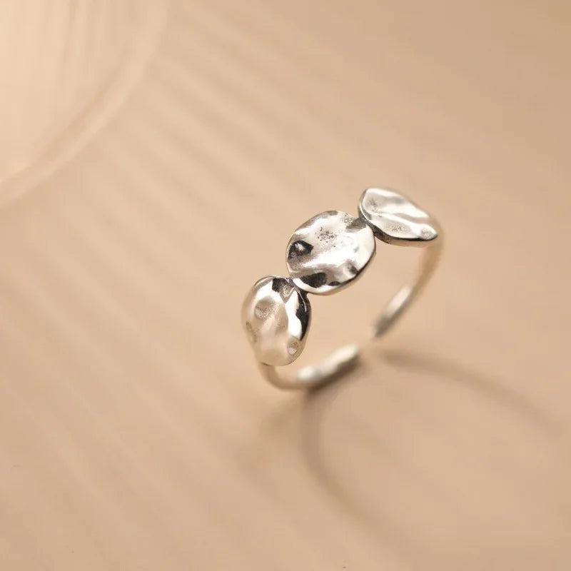 TrustDavis Real 925 Sterling Silver Fashion Sweet Irregular Ellipse Opening Ring For Women Wedding Party Fine Jewelry DB1032