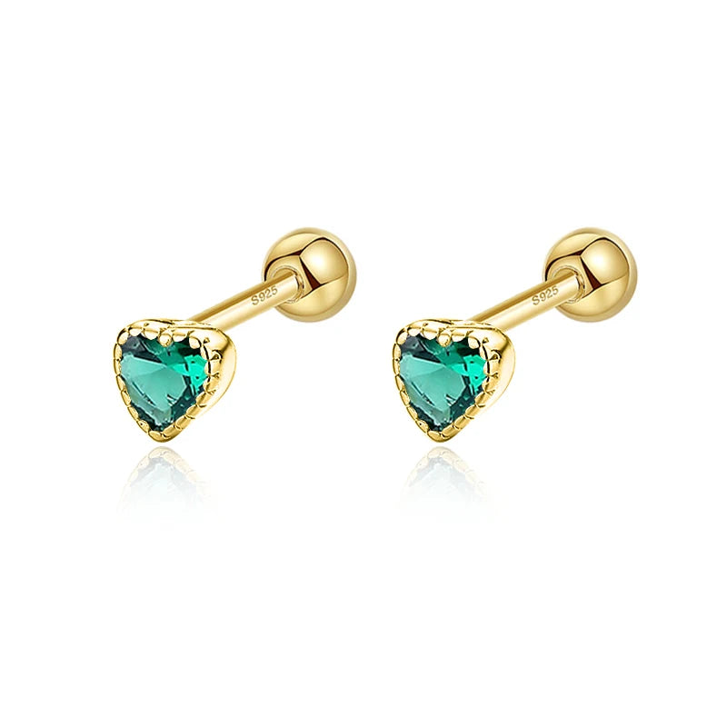 Geometric Star Colour CZ Screw Stud Earrings For Women Wedding Fine Jewelry DA052
