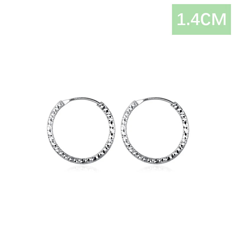 TrustDavis Real 925 Sterling Silver Shiny Hoop Earrings for Women Office Lady Girls Fine 925 Jewelry Wholesale DS3606