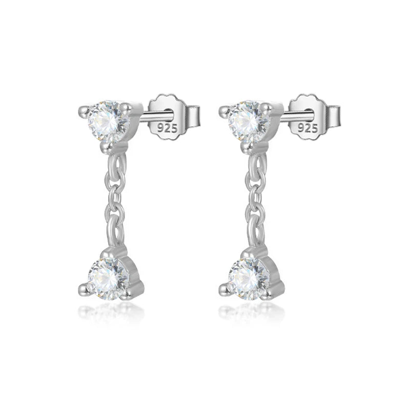 TrustDavis Real 925 Sterling Silver Fashion Flower Zircon Stud Earrings For Daughter Teen Girls Birthday Gift Jewelry DS4601