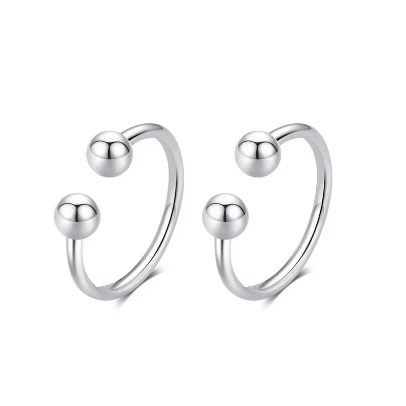 TrustDavis 2pcs 100% 925 Sterling Silver Beads Clip on Earrings Ear Cuff For Women Sterling Silver Jewelry Earring Gift DA399