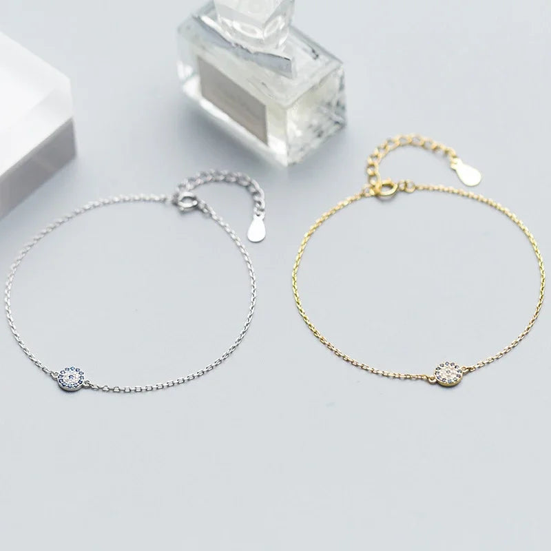 925 Sterling Silver Round Eye CZ Bracelet DS966