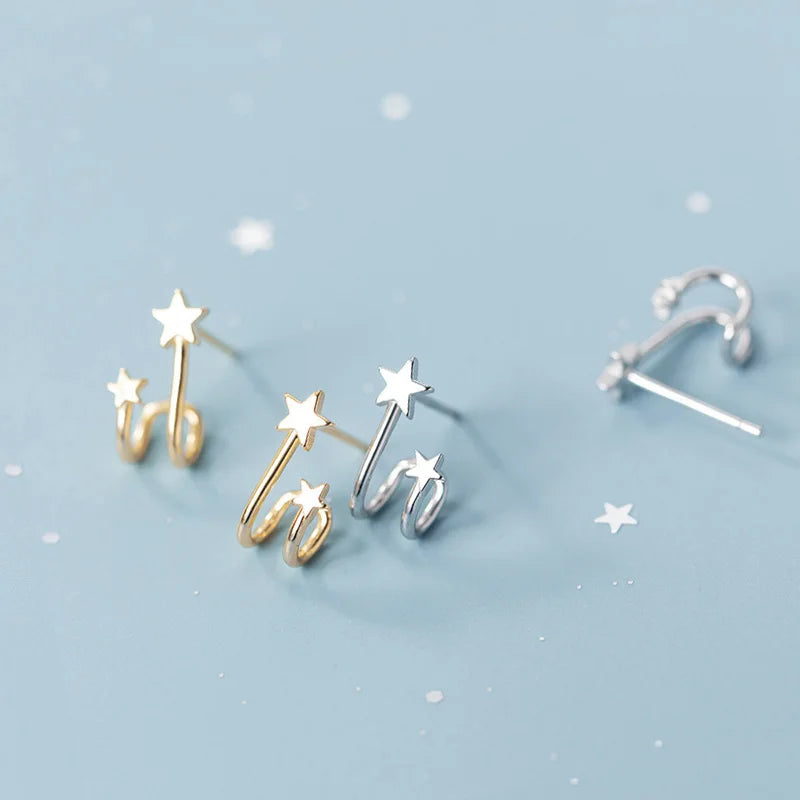 Sweet Double Stars Charm Stud Earrings DS105