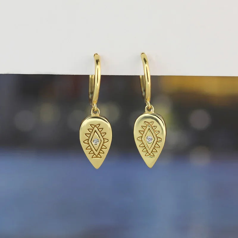 Geometry Water Drop Eyes Dangle Hoop Earring DA872