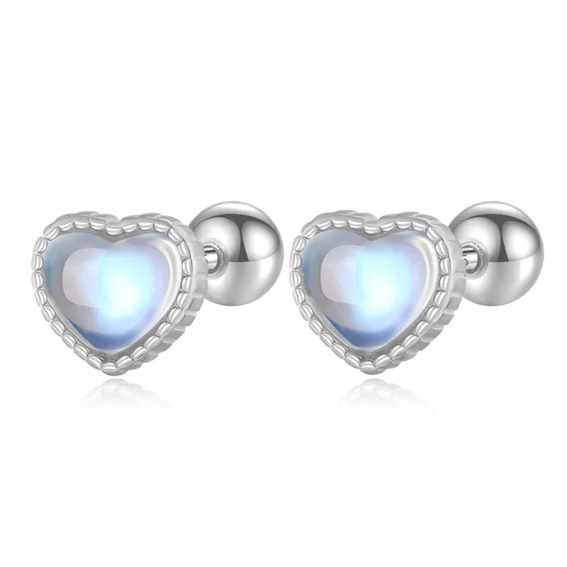 Heart Synthesis Coloured Glaze Screw Stud Earrings DB514
