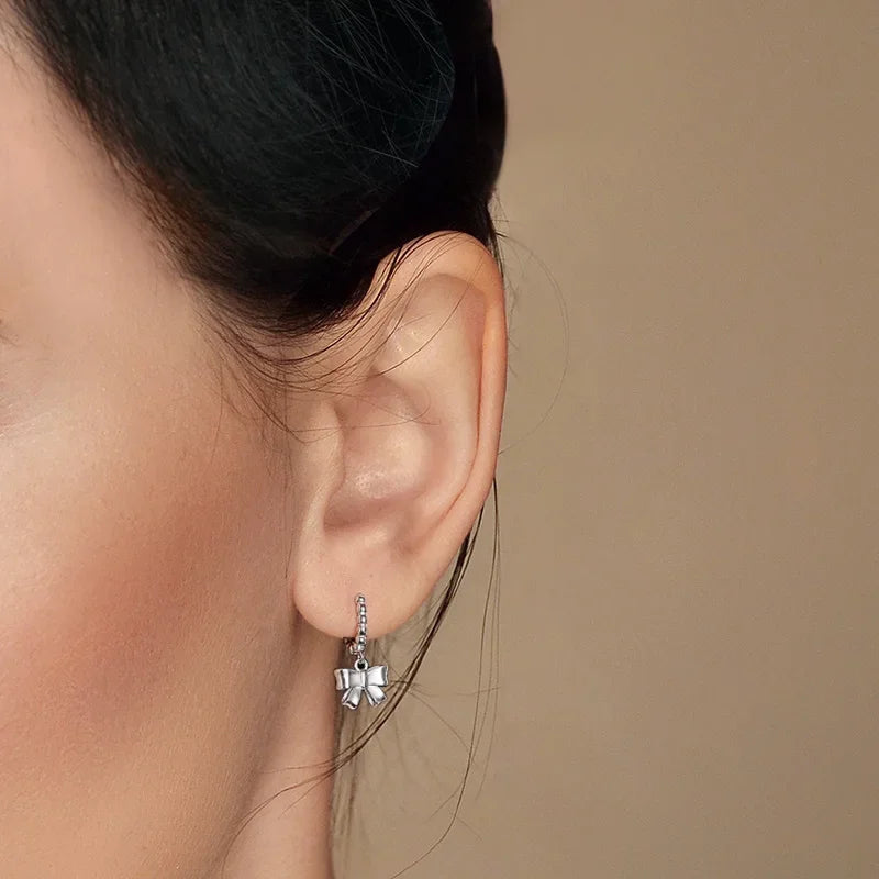 Bowknot Pendant Hoop Earrings DS3924