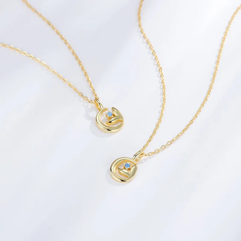 TrustDavis Plata de Ley 925 auténtica moda mujer Simple cola de pez collar de circón azul para mujeres niñas regalo joyería DS4237