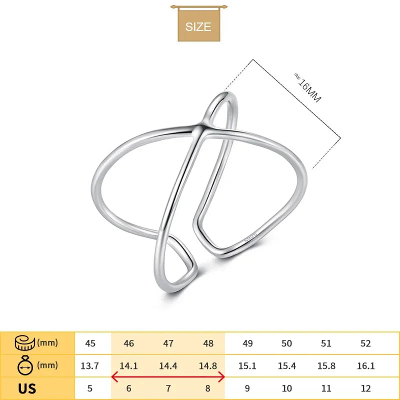 Double Line Opening Rings Elegant Cross Ring DS296