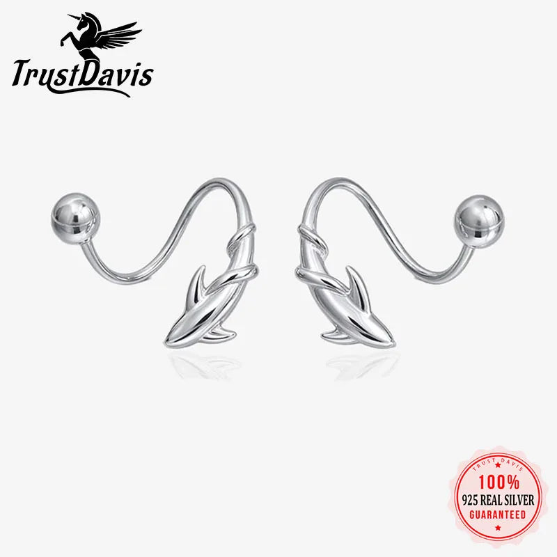 Silver Shark Screw Earrings DS5028