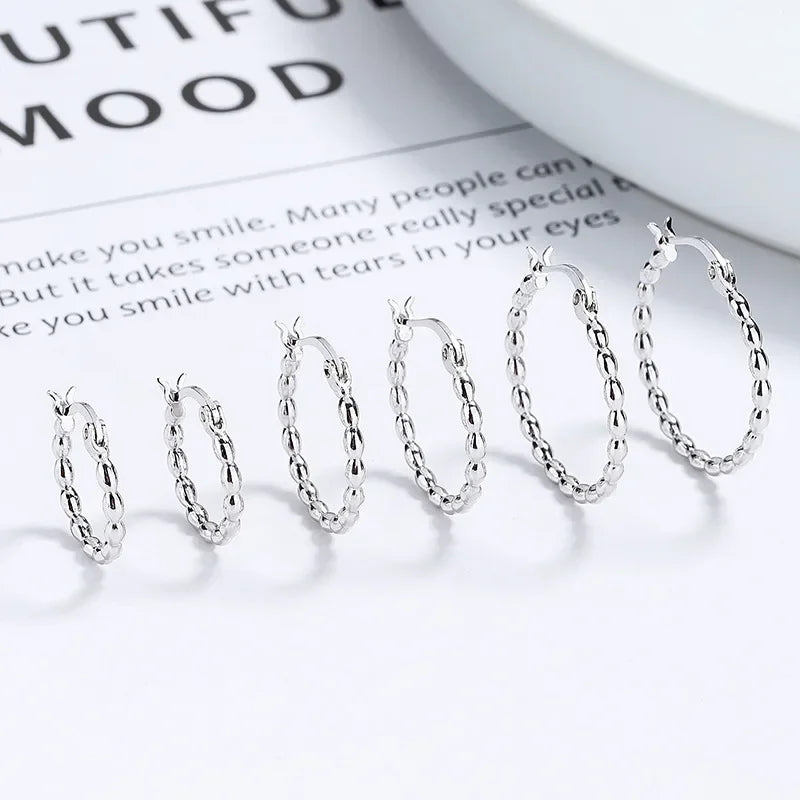 TrustDavis 2024 Real 925 Sterling Silver Sweet Geometric Twists Hoop Earrings for Women Wedding Party Fine Gift Jewelry DF025