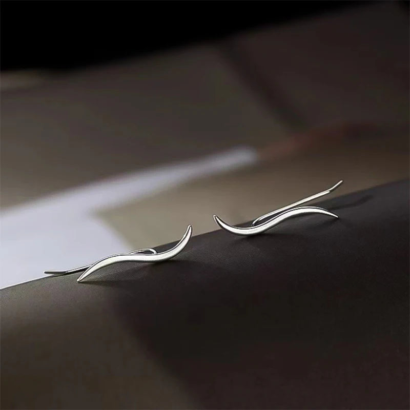 TrustDavis Real 925 Sterling Silver Minimalist Trendy Silver Line Earrings for Women Wedding Minimalist Fine Jewelry DS4655