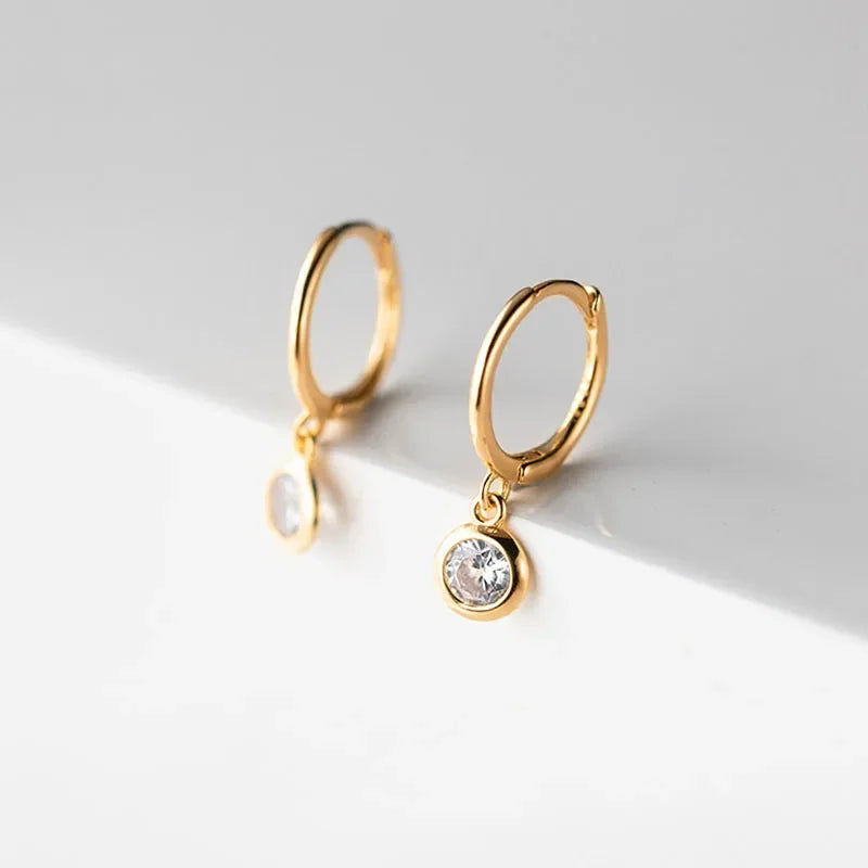 Fashion Round Shiny CZ Charm Hoop Earrings DB1160
