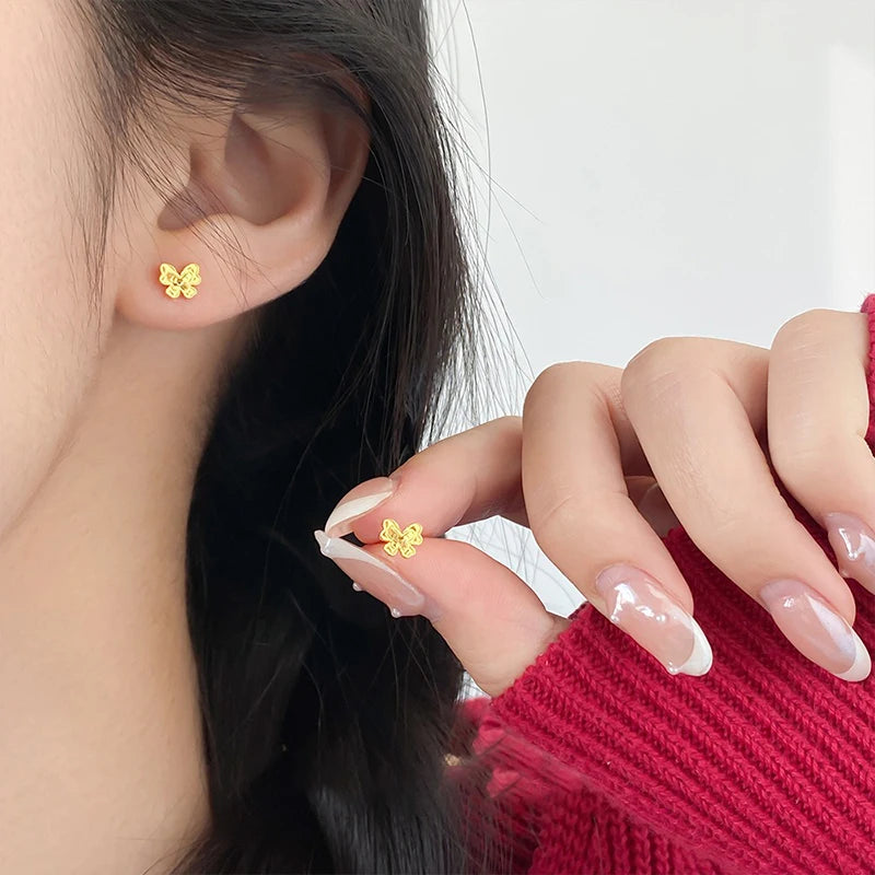 TrustDavis Real 925 Sterling Silver Fashion Sweet Butterfly Stud Earrings for Women Wedding Valentine's Day Fine Jewelry DS4176