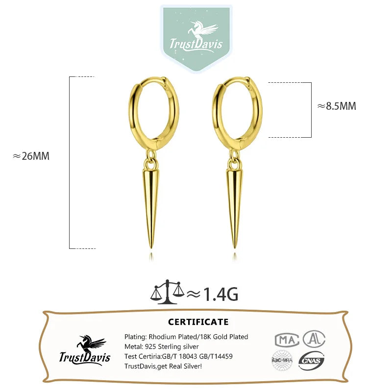 Hanging Rivet Cone Pendant Hoop Earrings DA472