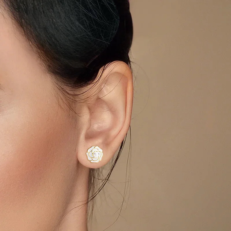 TrustDavis Real 925 Sterling Silver Fashion Elegant Pearl Flower Stud Earrings For Women Anniversary Fine Jewelry DS3490