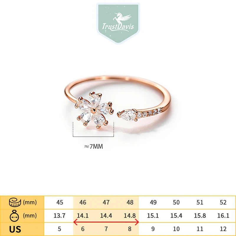 Flower Teardrop Zircon Open Ring DS4792