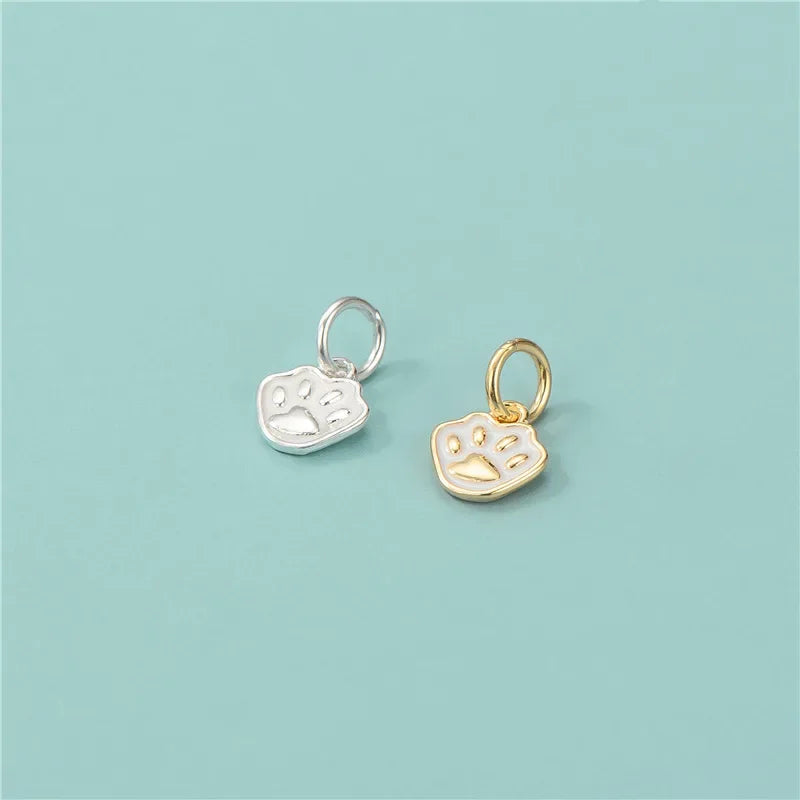 Glaze Dog Footprints Charm Pendant Handmade DIY Accessories HY453