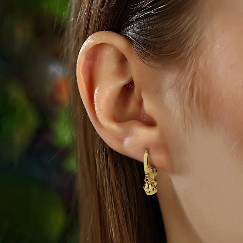 Beads Tassel Charm Hoop Earrings DG0077