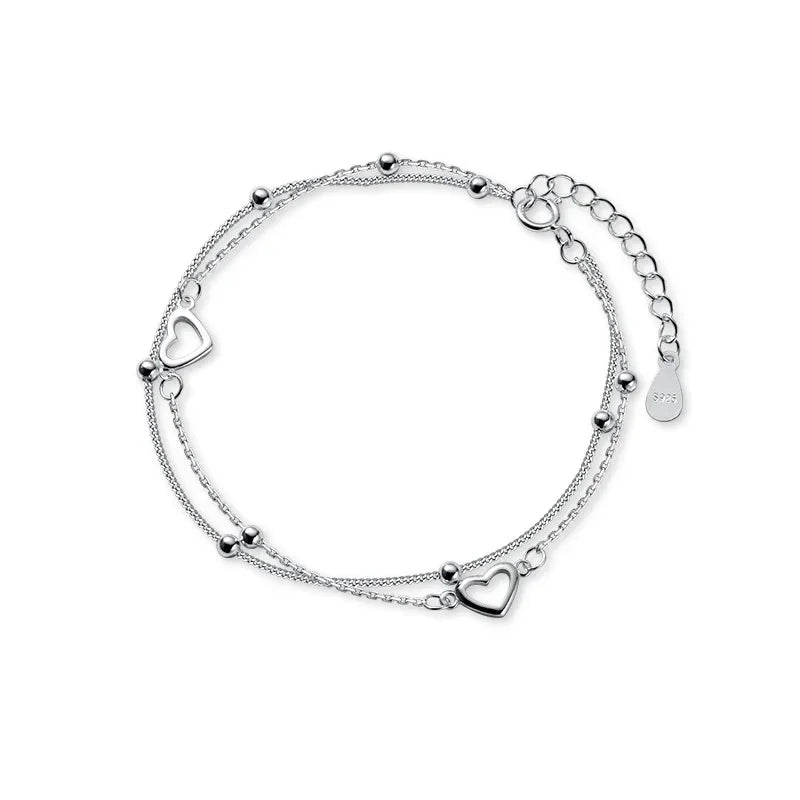 Fashion Double Chain Romantic Heart Bracelet DB1174