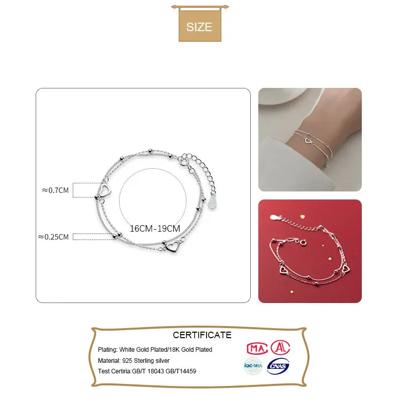 Fashion Double Chain Romantic Heart Bracelet DB1174