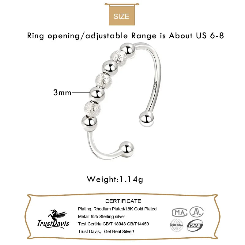 Fashion Minimalist Rotating Beads Opening Rings DG0099