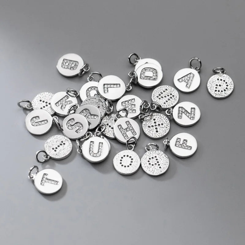 Simple Round 26 Letters Cz Pendant Diy Accessories DG0114