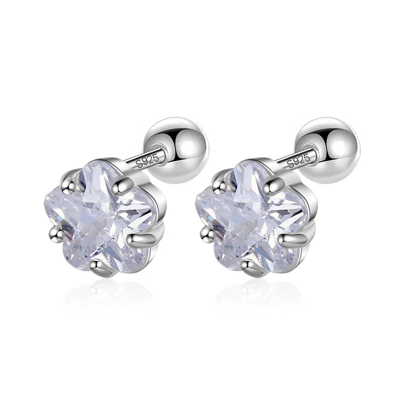 Pink/Black/White CZ Screw Stud Earrings DF2000