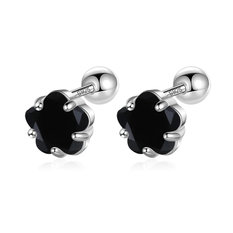 Pink/Black/White CZ Screw Stud Earrings DF2000