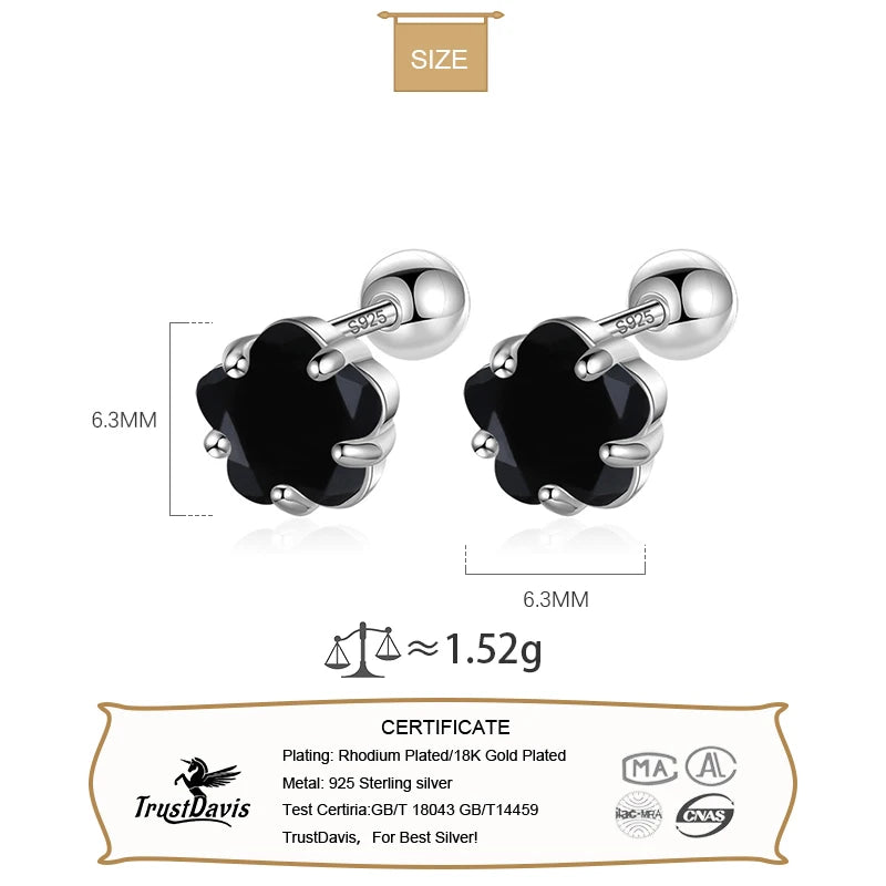 Pink/Black/White CZ Screw Stud Earrings DF2000
