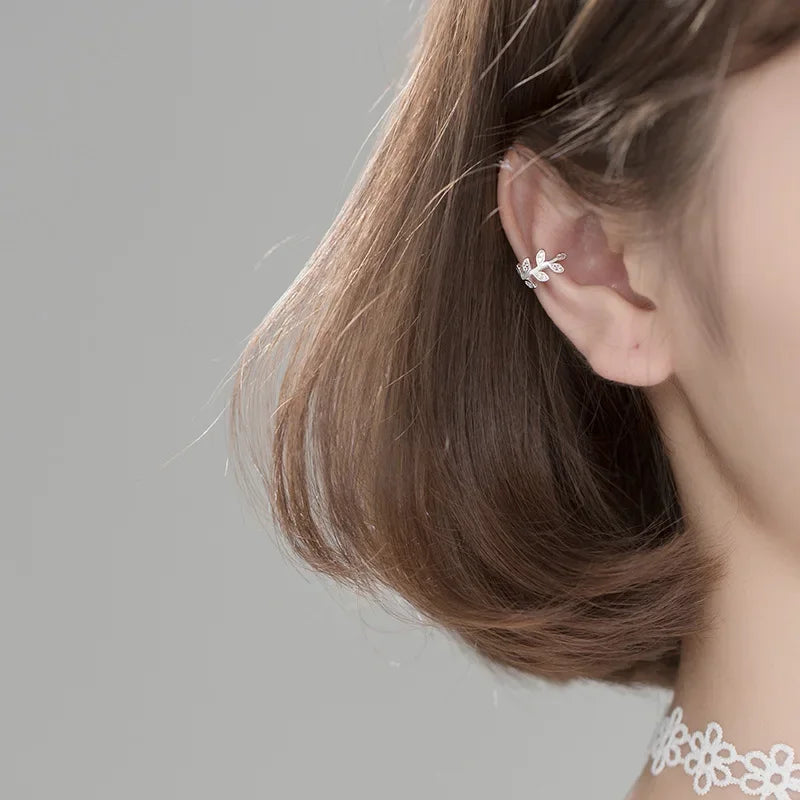 Sweet Leaves CZ Ear Cuff Clip on Earrings DA1378