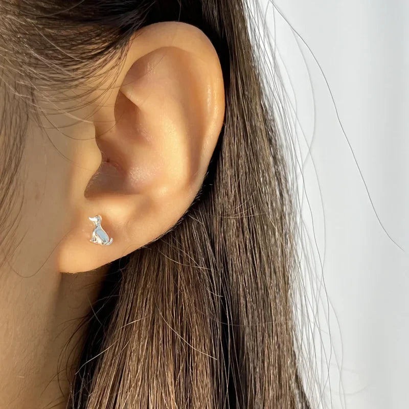 Rabbit Elephant Bead Screw Stud Earrings DS4069