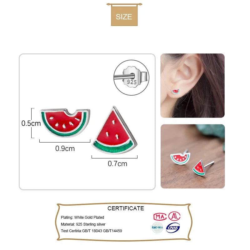 Jewelry Fashion Asymmetric Summer Watermelon Stud Earrings DS572