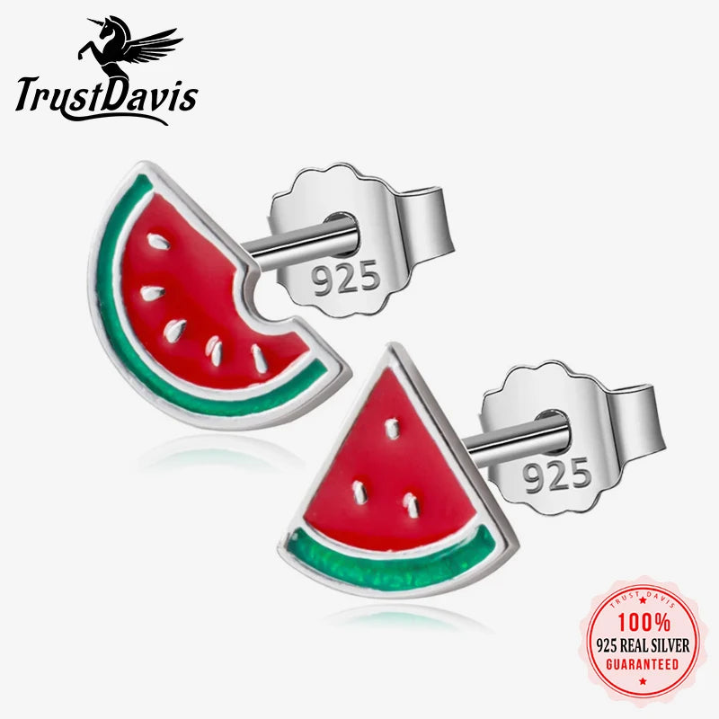 Jewelry Fashion Asymmetric Summer Watermelon Stud Earrings DS572