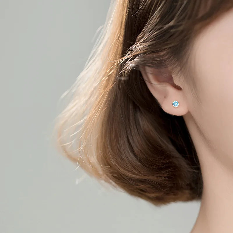 Blue Pink Zircon Stud Earrings DS742