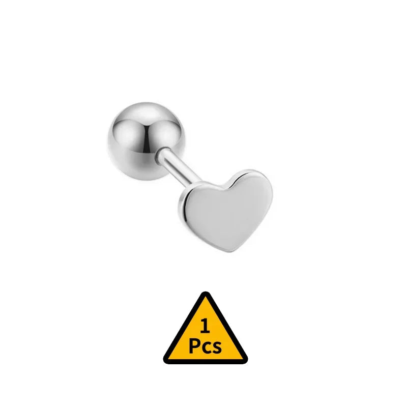 Cross Flower Crown Beads Screw Stud Earrings DA2276