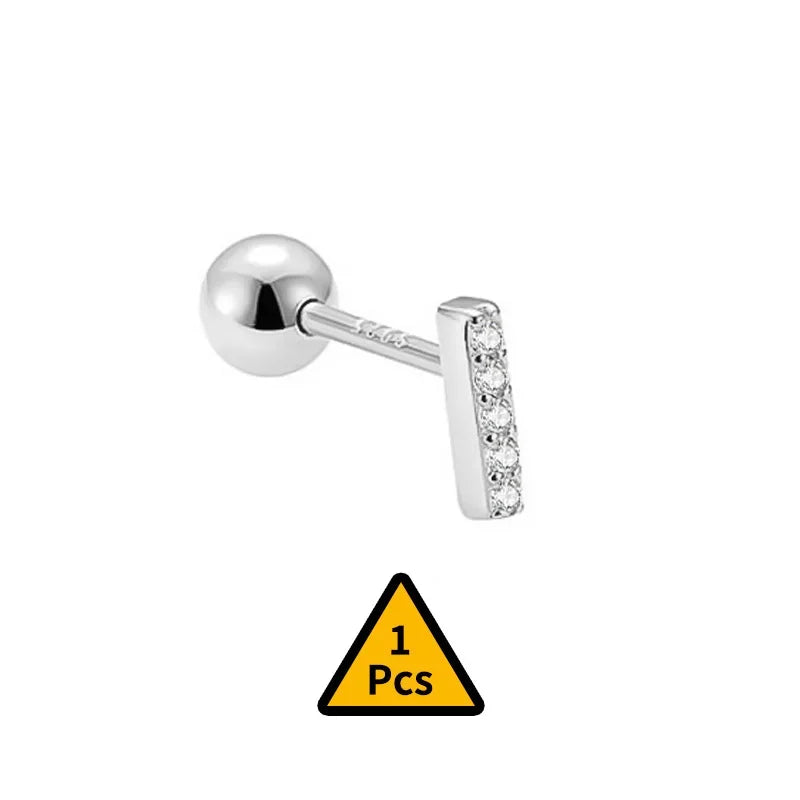 Cross Flower Crown Beads Screw Stud Earrings DA2276