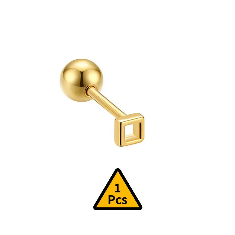 Cross Flower Crown Beads Screw Stud Earrings DA2276