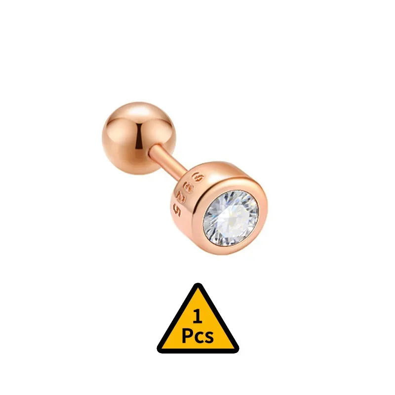 Cross Flower Crown Beads Screw Stud Earrings DA2276