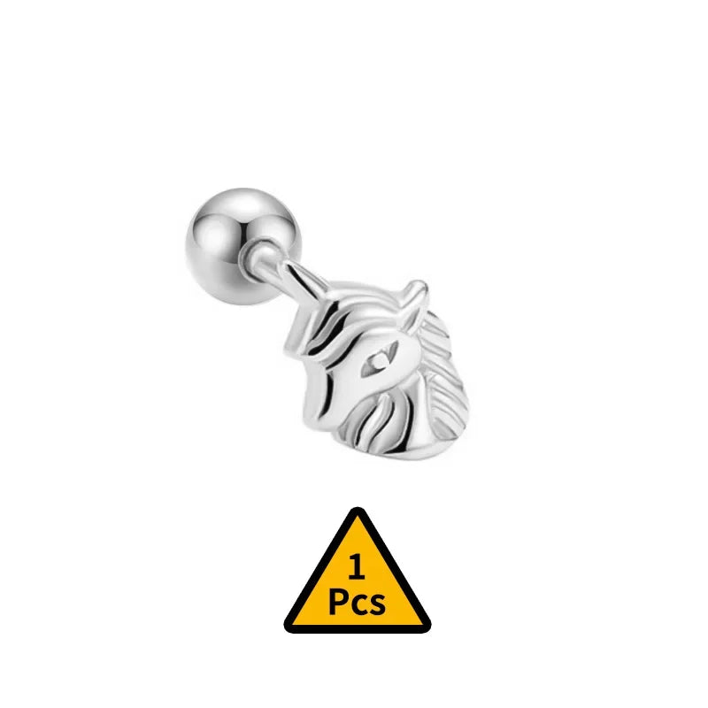 Cross Flower Crown Beads Screw Stud Earrings DA2276