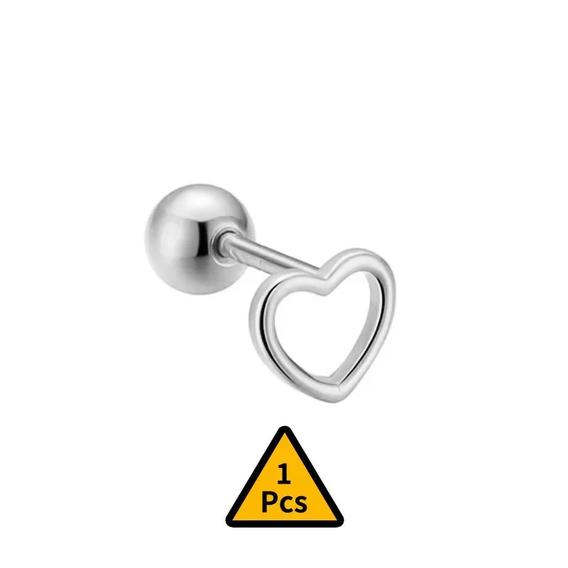 Cross Flower Crown Beads Screw Stud Earrings DA2276