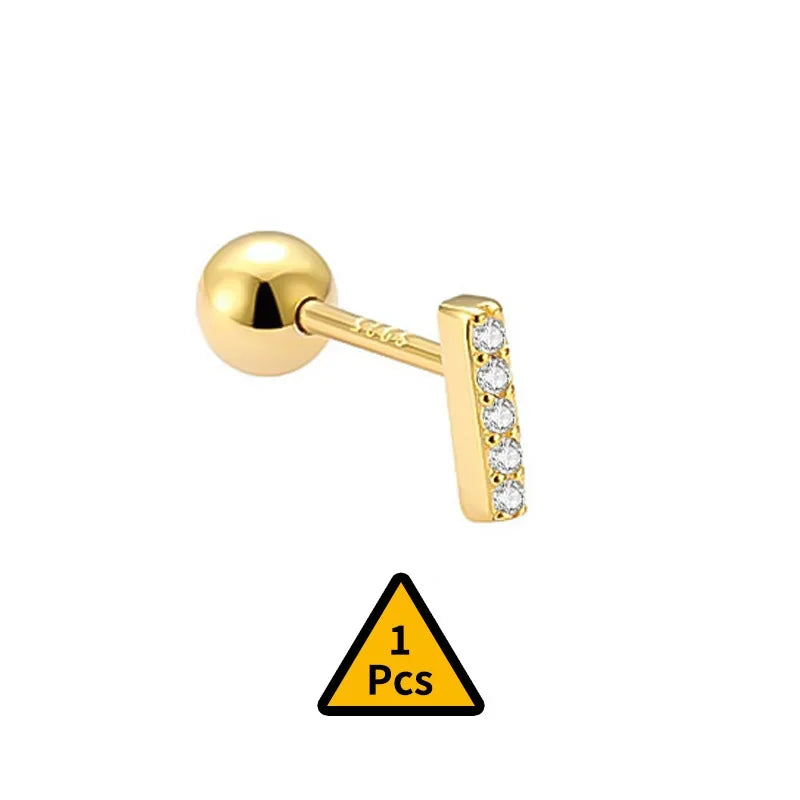 Cross Flower Crown Beads Screw Stud Earrings DA2276