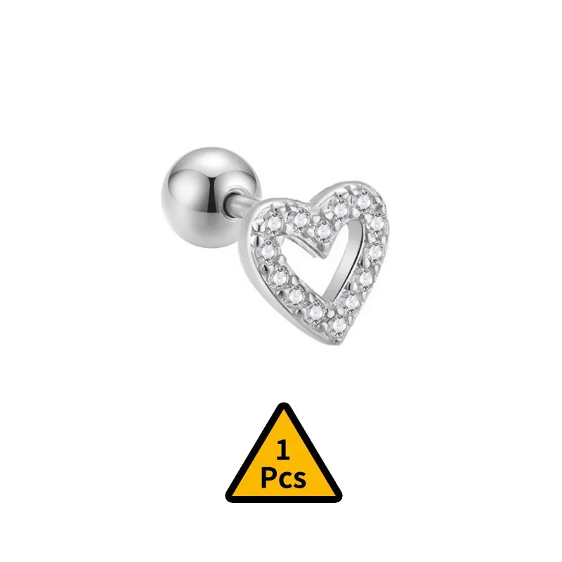 Cross Flower Crown Beads Screw Stud Earrings DA2276