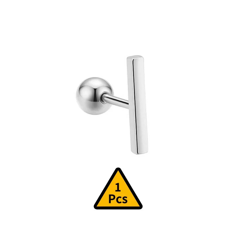 Cross Flower Crown Beads Screw Stud Earrings DA2276