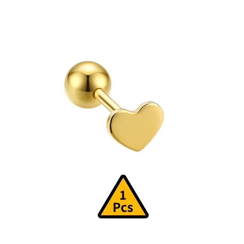 Cross Flower Crown Beads Screw Stud Earrings DA2276