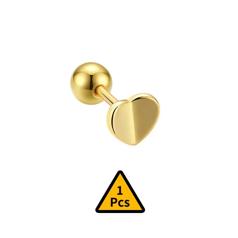 Cross Flower Crown Beads Screw Stud Earrings DA2276