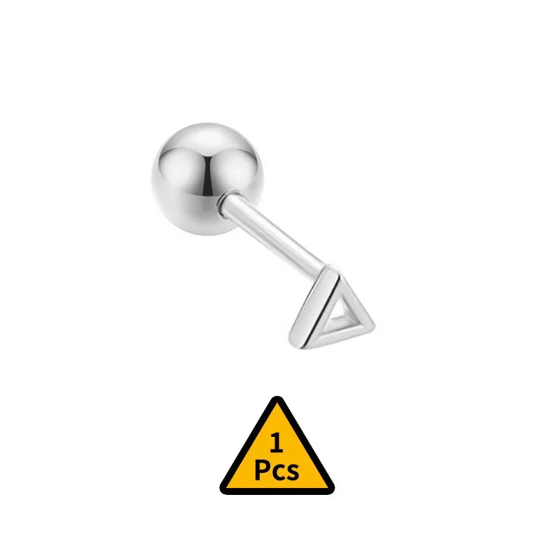 Cross Flower Crown Beads Screw Stud Earrings DA2276