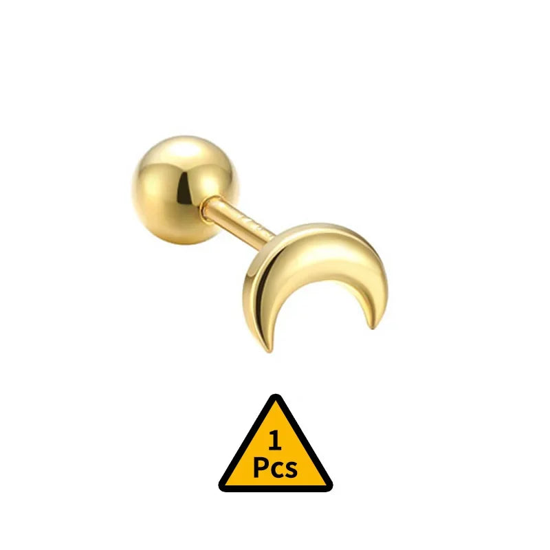 Cross Flower Crown Beads Screw Stud Earrings DA2276