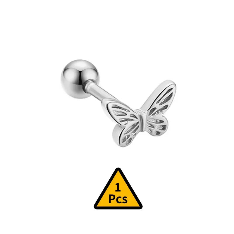 Cross Flower Crown Beads Screw Stud Earrings DA2276